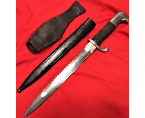 WW1 German ‘S’ KS98 parade bayonet &amp; scabbard by C G Haenel of Suhl. Nickel birds head pommel, leather grips &amp; nickel