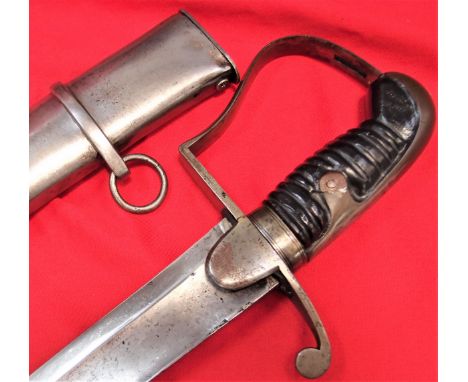 1796 Pattern British Army Light Cavalry Trooper’s sword &amp; scabbard. Metal stirrup hilt, with plain backstrap and shellack