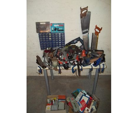 A LARGE SELECTION OF HAND TOOLS TO INCLUDE ENGINEERS VICES