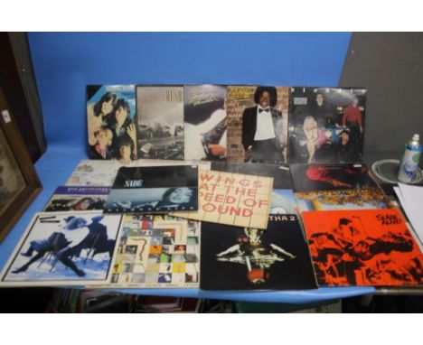 EIGHTEEN LP RECORDS INCLUDING THROUGH THE PAST DARKLY- ROLLING STONES, PERMANENT WAVES- RUSH, THRILLER AND OFF THE WALL- MICH