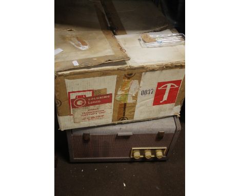 A VINTAGE RECORD PLAYER AND A STEREO TURNTABLE UNIT