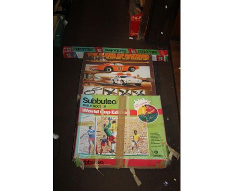 VINTAGE BOXED GAMES TO INCLUDE DUKES OF HAZARD SLOT RACING SET