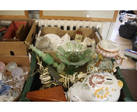 TWO TRAYS OF SUNDRIES AND CERAMICS TO INCLUDE A METRONOME (TRAYS NOT INCLUDED)