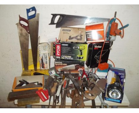 A SELECTION OF HAND TOOLS AND POWER TOOLS