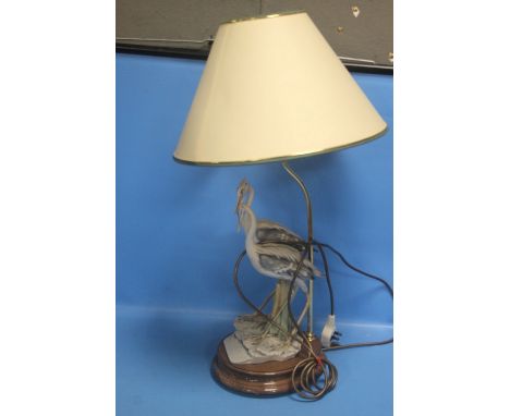 A DECORATIVE TABLE LAMP WITH HERON FIGURES