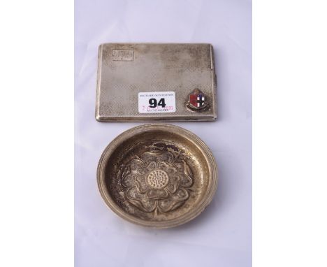 A SILVER CIGARETTE CASE, and a circular trinket dish, hallmarks for Chester (2)