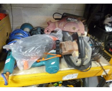 SIX VARIOUS ELECTRIC HAND TOOLS, including a circular saw, two sanders, etc