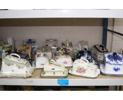 EIGHTEEN VICTORIAN AND LATER CHEESE DISHES, to include Carltonware, Royal Doulton 'Countess', Losol Ware etc