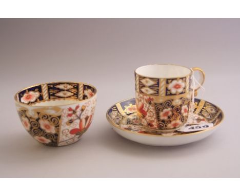 A ROYAL CROWN DERBY IMARI CUP AND SAUCER, '2451' pattern, together with a similar sugar basin (3)