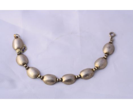 A NORWEGIAN ENAMEL SILVER BRACELET, length 20cm, stamped 925 S Sterling Norway