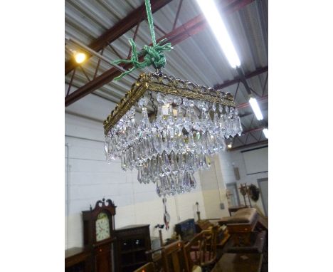 A CEILING CENTRE LIGHT, with glass droppers and a modern desk lamp (2)
