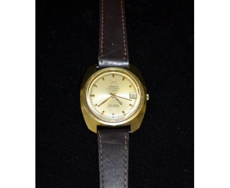 Omega - a gentlemen's gold-plated Omega electronic f300 Hz Genève chronometer wrist watch, c.1970. 
Model no. 198-030 with a 