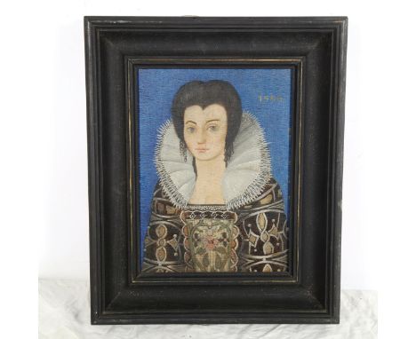 Contemporary oil on panel, Elizabethan portrait, framed, overall 42cm x 35cm 