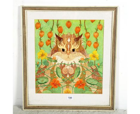 Vera Watson, watercolour, Titian beauty, image 42cm x 38cm, framed 