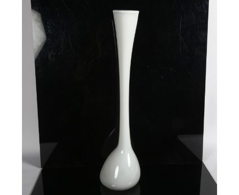 Steven Newell, milk glass 'Dresser sketch' tall glass vase, height 56cmThe base is signed to the vase with a rough pontil mar