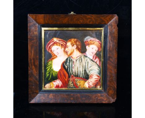 An early 20th century miniature watercolour on ivory panel, signed with initials MDW, dated 1933, 11.5cm x 10.5cm, framed 
