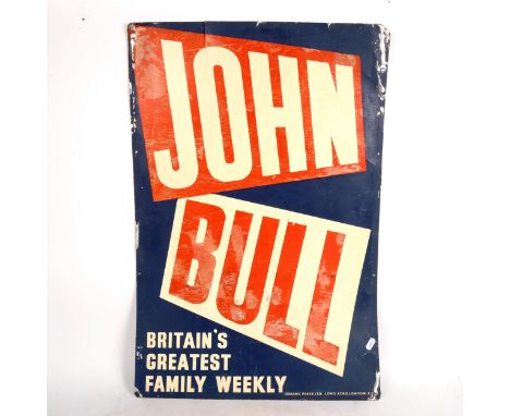 A Vintage lithographed tin John Bull newspaper advertising sign, 76cm x 51cm 