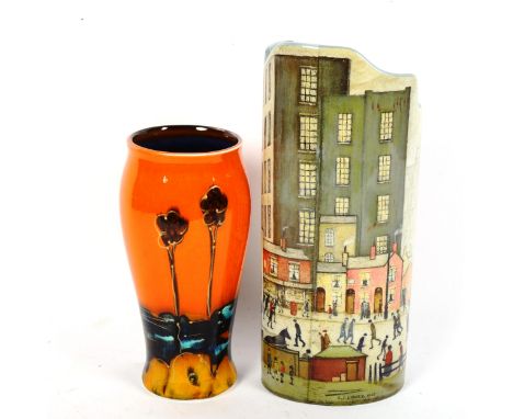 Beswick Silhouette D'Art L S Lowry vase, and Anita Harris art pottery vase, largest height 25cm 