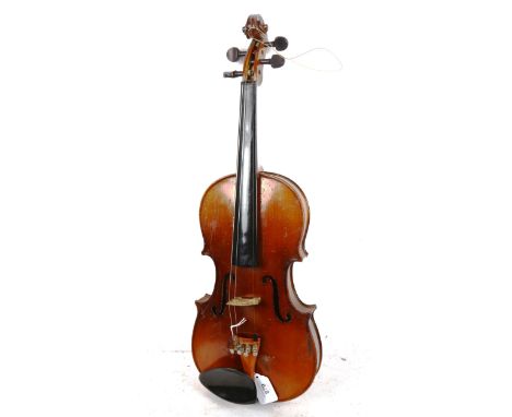 A Vintage violin, back length 36cm, in case with bow 