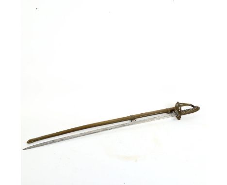 A Victorian Officer's dress sword, by Henry Wilkinson, with shagreen grip and brass scabbard, blade length 81cm 