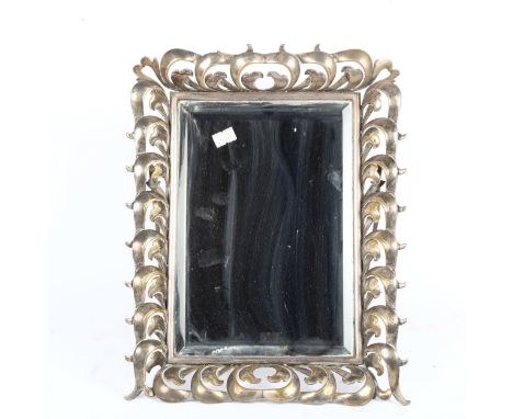 A silver plated foliate strut dressing table mirror, height 34cm 