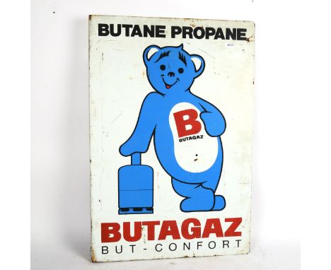 A Vintage Butagaz double-sided enamel advertising sign, 67cm x 45cm 