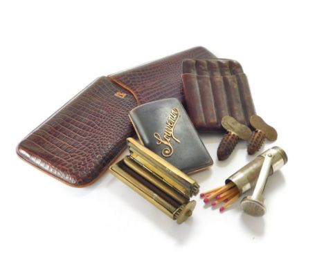 SMOKER'S ACCESSORIES.  An 'Evan's Patent Concinnum Machine' cigarette roller, a 'Marble's Gladstone, Michigan' USA patent mat