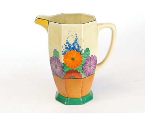 CLARICE CLIFF. A Clarice Cliff Athens jug painted in the Gayday pattern. Printed 'Bizarre by Clarice Cliff' & impressed No. 2