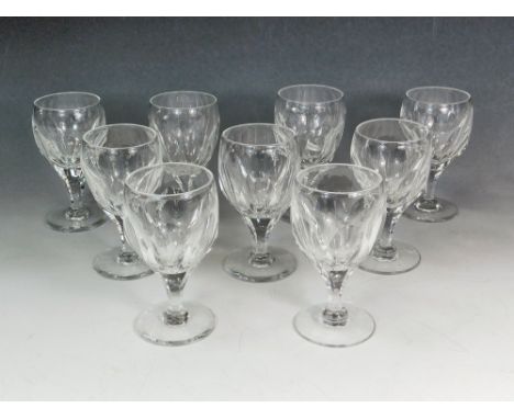 DRINKING GLASSES. A set of nine Webb's wine glasses. Etched mark. Height 12cm.  Please note that all items in this auction ar