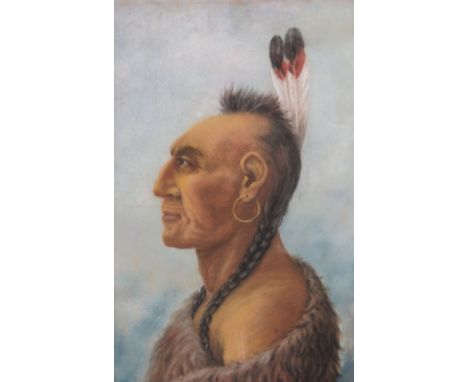 Frederick M Weaver, two pastel drawings, portrait studies of North American Indians, 13.5ins x 9ins, and 15.5ins x 12.5ins 