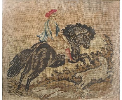 A 19th century tapestry picture, of The Young Mountaineer, after Sir Edwin Landseer, 25ins x 29ins