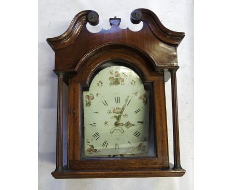 A 19th century mahogany longcase clock, having an arched painted dial, by Thos. Dool?, with crossbanded door