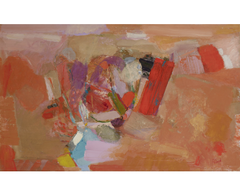 Shafic Abboud (Liban, né en 1926-2004)Composition huile sur toile, encadrésigné 'Abboud' (en bas à droite), inscription au do