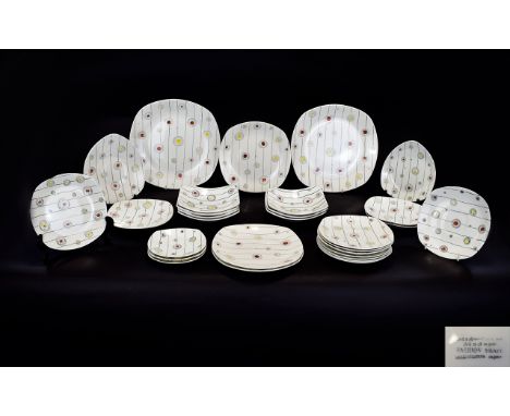 Midwinter Style Craft Part ( 33 ) Piece Dinner Service ' Fashion Shape ' Design. By Jessie Tait. c.1955 - Please See Photos. 