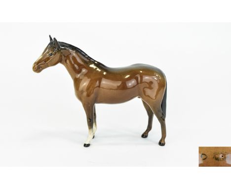 Beswick Horse Figure ' Thoroughbred Stallion ' Small ( Brown ) Model No 1992. Designer A. Gredington. Height 5.5 Inches. Mint