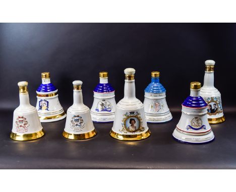 Wade Porcelain Commemorative Bells Scotch Whisky Decanters ( 8 ) Decanters In Total. All Sealed and Full of Whisky. Various Y