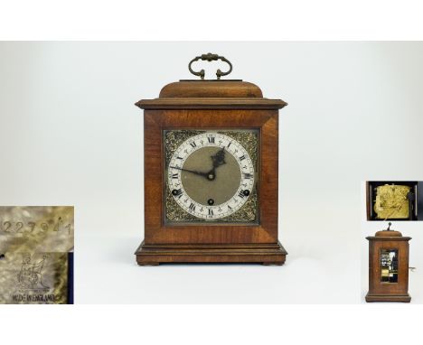 Early Victorian Bracket Clock, Roman Numerals with gilt decoration to face. 12 inches in height.