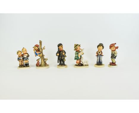 Hummel - Early Collection of Figures ( 6 ) In Total. Comprises 1/ Out of Danger. 2/ Boy with Flute. 3/ Friends. 4/ Boy with L