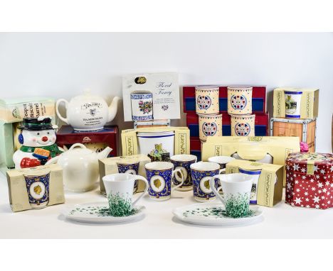 Large Collection of Ringtons Collectable Items. Including Celebration Stoneware, Beakers, Snowman Jar, Queen Elizabeth Commem