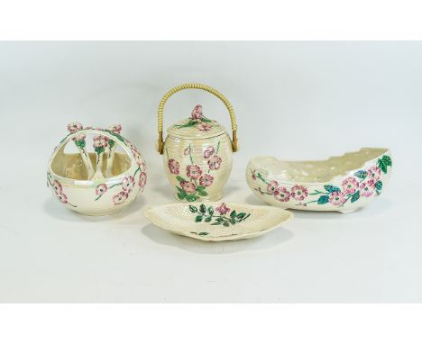 Collection Of Maling Lustre Ware (7) pieces in total to include gondola form bowl, small basket, biscuit barrel, dressing tab