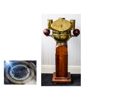 Maritime Interest Ships Binnacle Large binnacle, mounted on wood plinth with brass housing. Impressed makers mark to circumfe