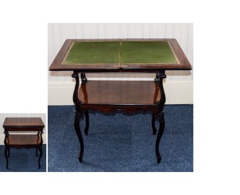 Edwardian Nice Quality and Shaped Walnut Swivel / Folding Topped Tea or Card Table with Compartment Below. 28.25 Inches High 