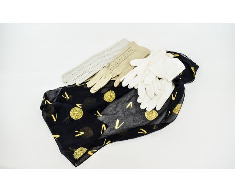 Collection Of Ladies Dress Gloves (5) Items in total to include two pairs of white kid leather, two pairs of white nylon, als