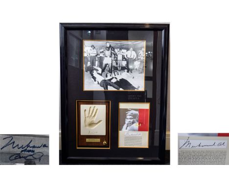 Muhammad Ali Autographed Photographic Print In Collectors Box Frame Comprising a 24" x 30" black and white photo of Muhammad 