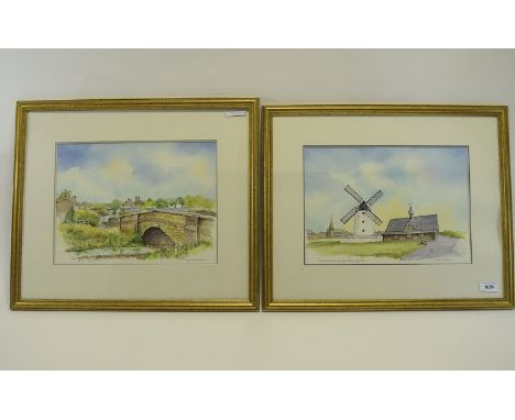 Pair of Gordon Wilkinson Original Watercolours, ' Windmill and Lifeboat Station, Lytham' and 'Bolton by Bowland'  signed in p