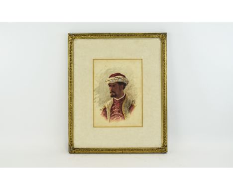 Watercolour Sketch Of Young Moorish Gentleman By J. S. Morland. Late Victorian watercolour by Liverpool born artist James Smi