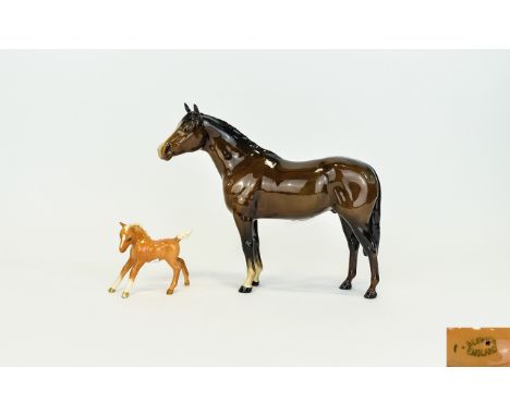 Beswick Horse Figures ( 2 ) 1/ Thoroughbred Stallion, Model No 1772. Issued 1964 - 1989. Height 8 Inches, Mint Condition. 2/ 