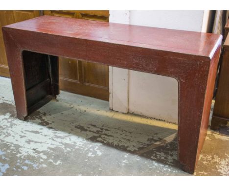 CONSOLE TABLE, Chinese red lacquer, 50cm x 88cm H x 160cm.