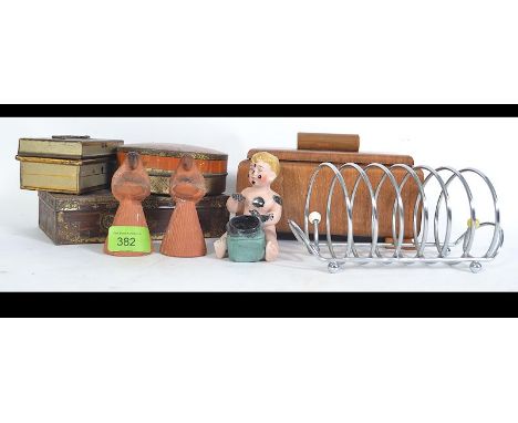 Mixed vintage mid 20th century lot.  2 terracotta Christmas Angel candle holders embossed DANMARK ( Denmark ) to base , a bis