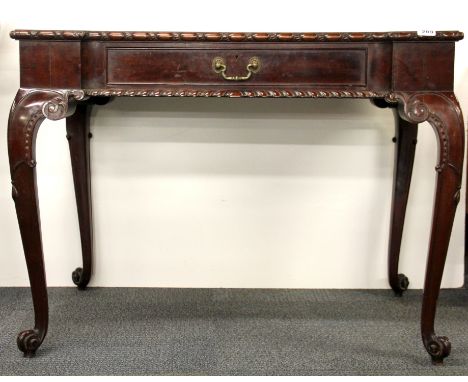 A 1920's mahogany Chippendale style single drawer desk/ side table stamped in the drawers F. Collinson & co. W. 101cm, D. 59c